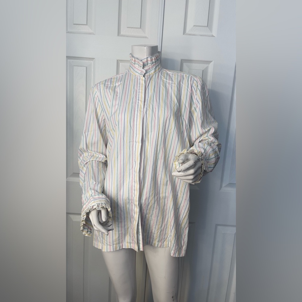 ‼️Vintage Pastel Striped Casual Button Down Shirt
